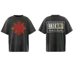 Saint Michael Red Starburst & "SICKENING CEREMONY" Vintage T-Shirt - Black