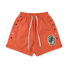 SAINT VANITY Graphic Side-Snap Nylon Shorts - Orange