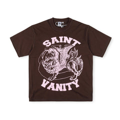 SAINT VANITY Winged Creature Graphic Short-Sleeve T-Shirt - Brown / Pink