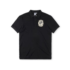 SAINT VANITY Embroidered Patch Short-Sleeve Polo Shirt - Black