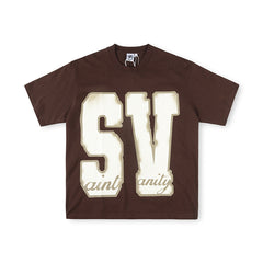 SAINT VANITY SV Logo Short-Sleeve Graphic T-Shirt - Brown