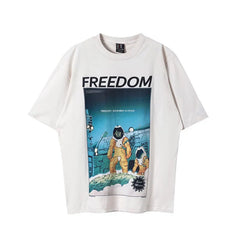 Saint Michael "FREEDOM" Astronaut Sci-Fi Graphic Vintage T-Shirt - Off-White