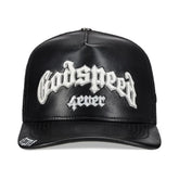 Godspeed Forever Black Leather Trucker Hat