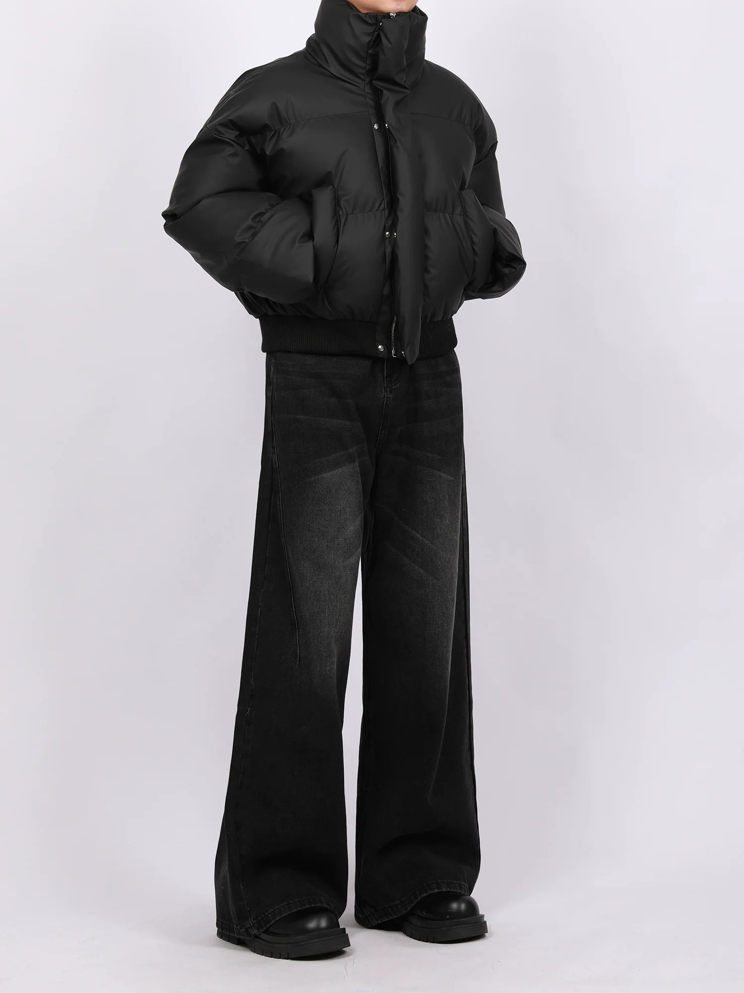 Vintage Washed Wide Leg Denim Pants