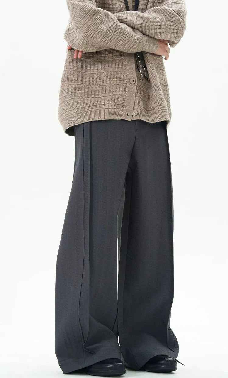 Subtle Pinstripe Barrel Leg Deep-Pleated Trousers