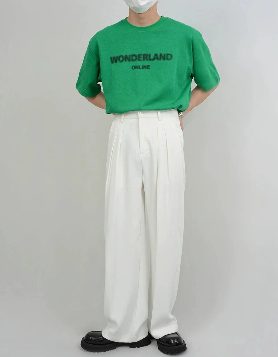 Wide Leg Tailored Pleated Trousers