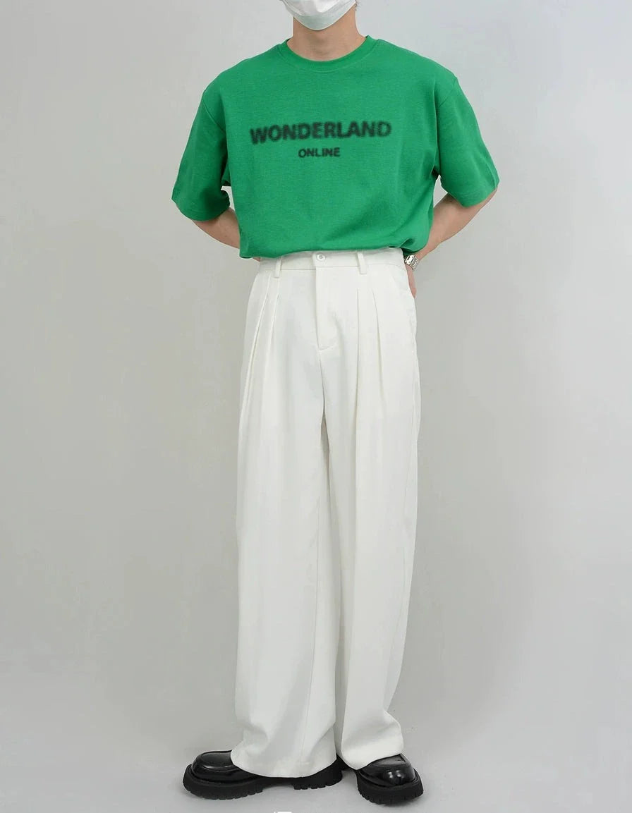 Wide Leg Tailored Pleated Trousers
