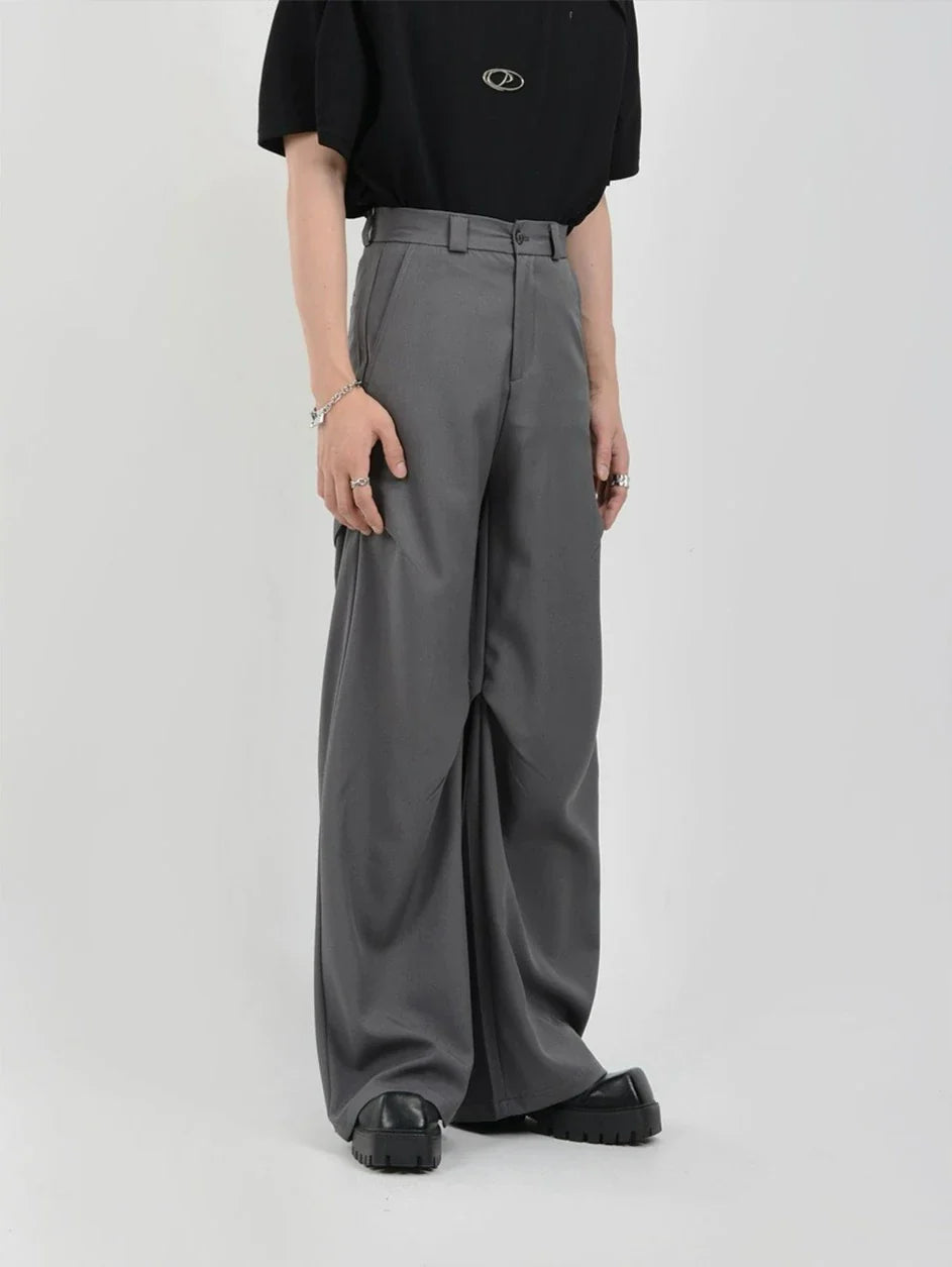 Wide Leg Belted Trousers with Pleated Detail