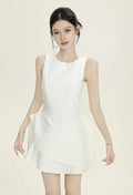 Sleeveless Asymmetric Hem Balloon Mini Dress