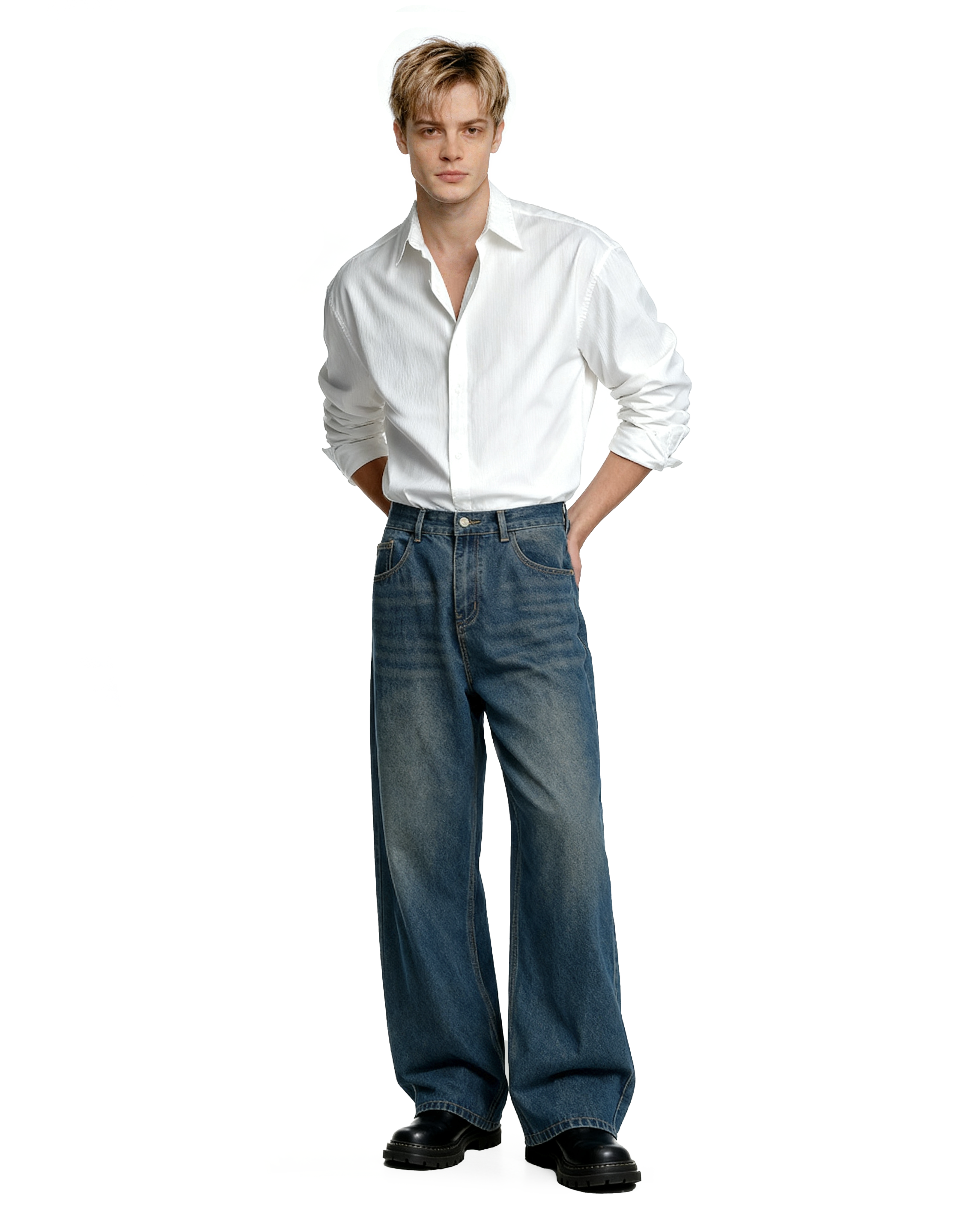 Wide Leg Vintage Faded Jeans