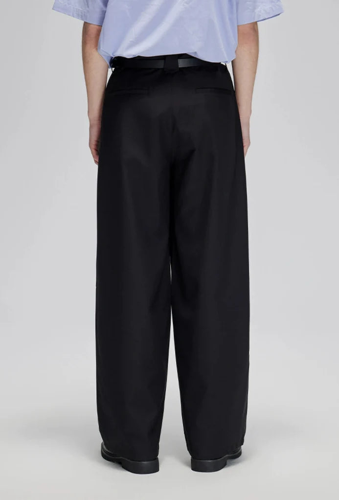 Wide Leg Pleated Trousers with Panel Detailing