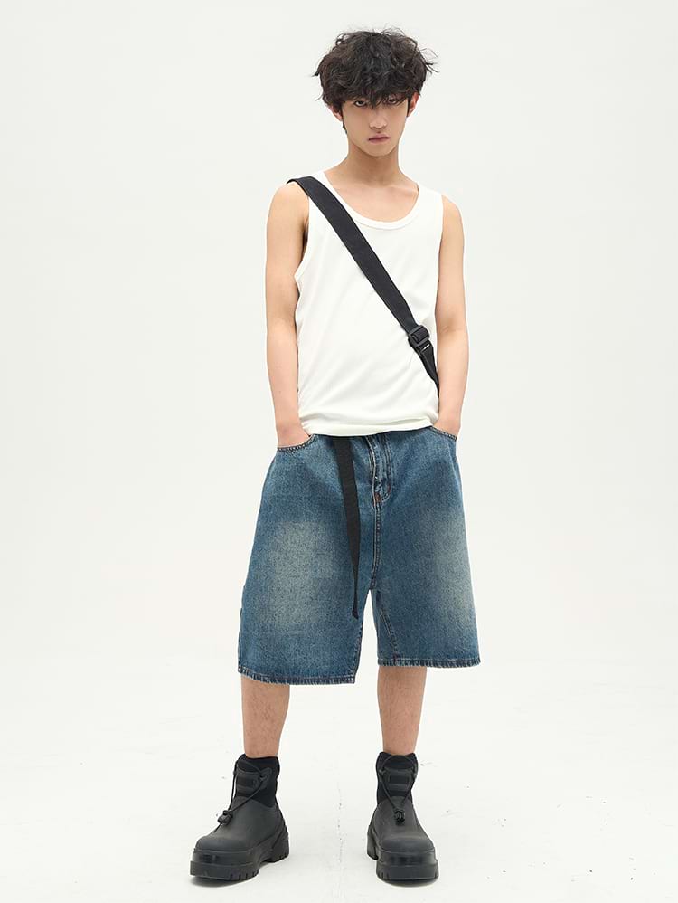 Faded Denim Shorts