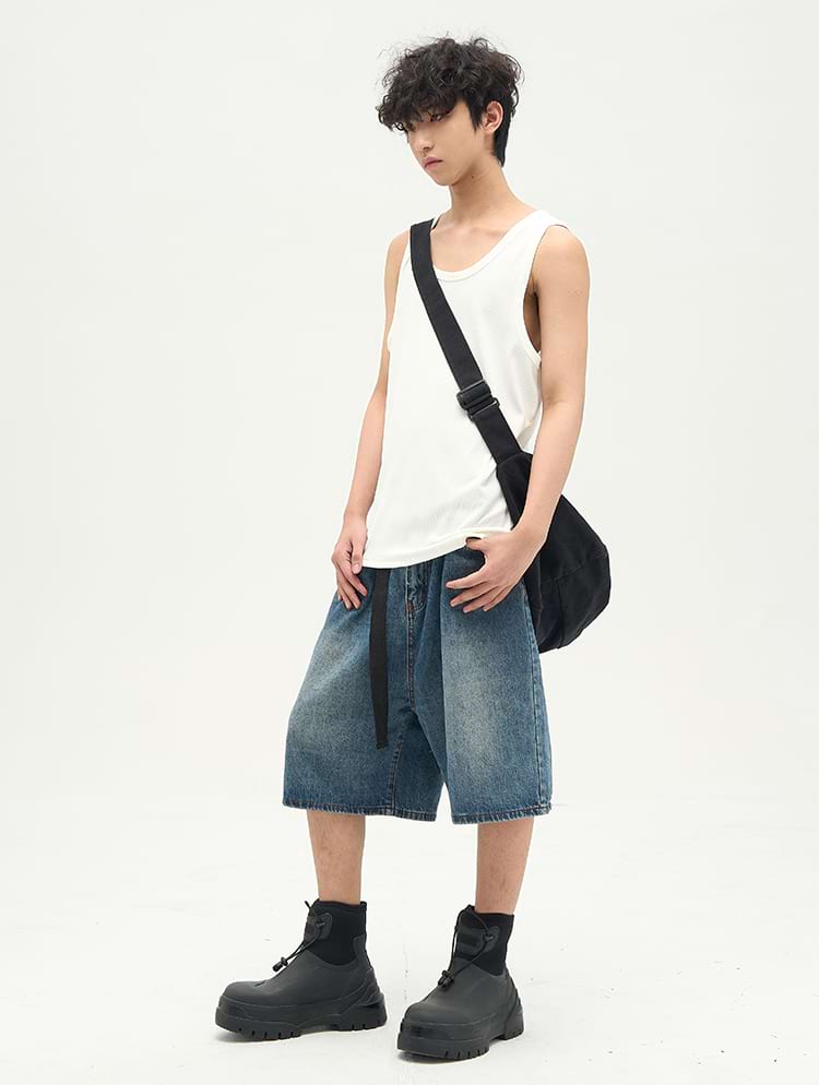 Faded Denim Shorts