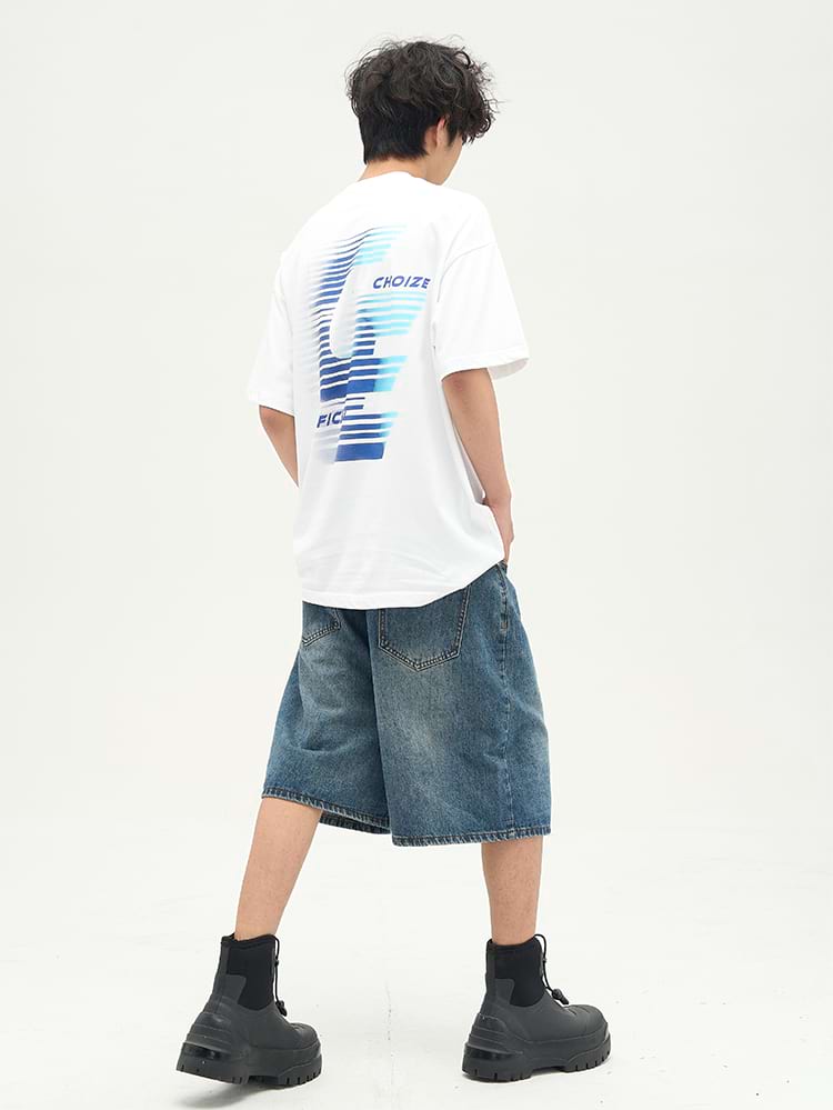Faded Denim Shorts