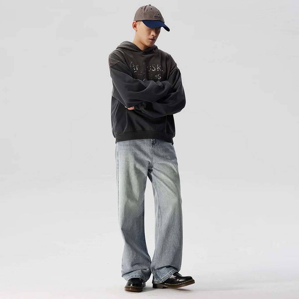 Faded Muted Wash Wide Leg Jeans