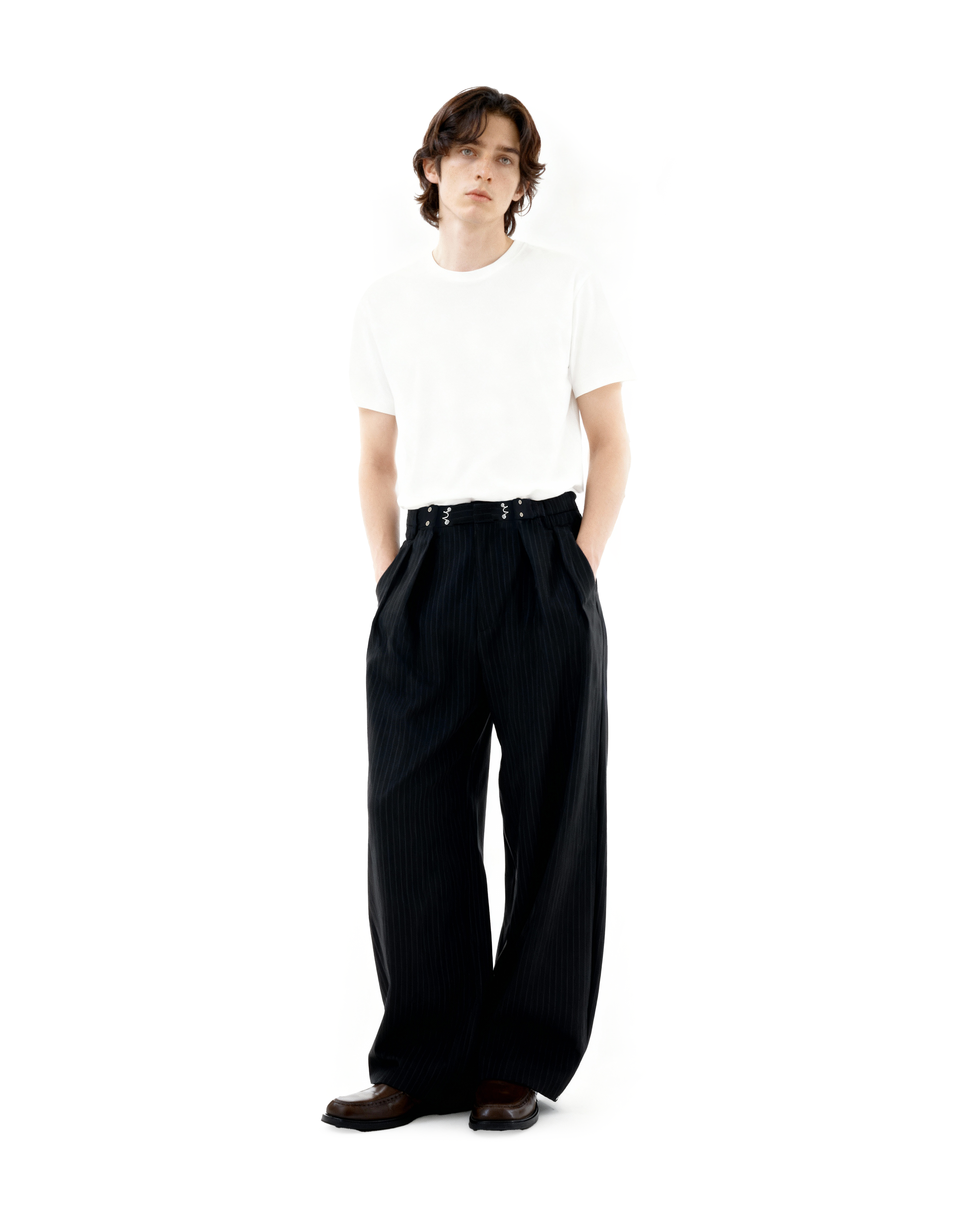 Adjustable Waist Hook Pleated Pants