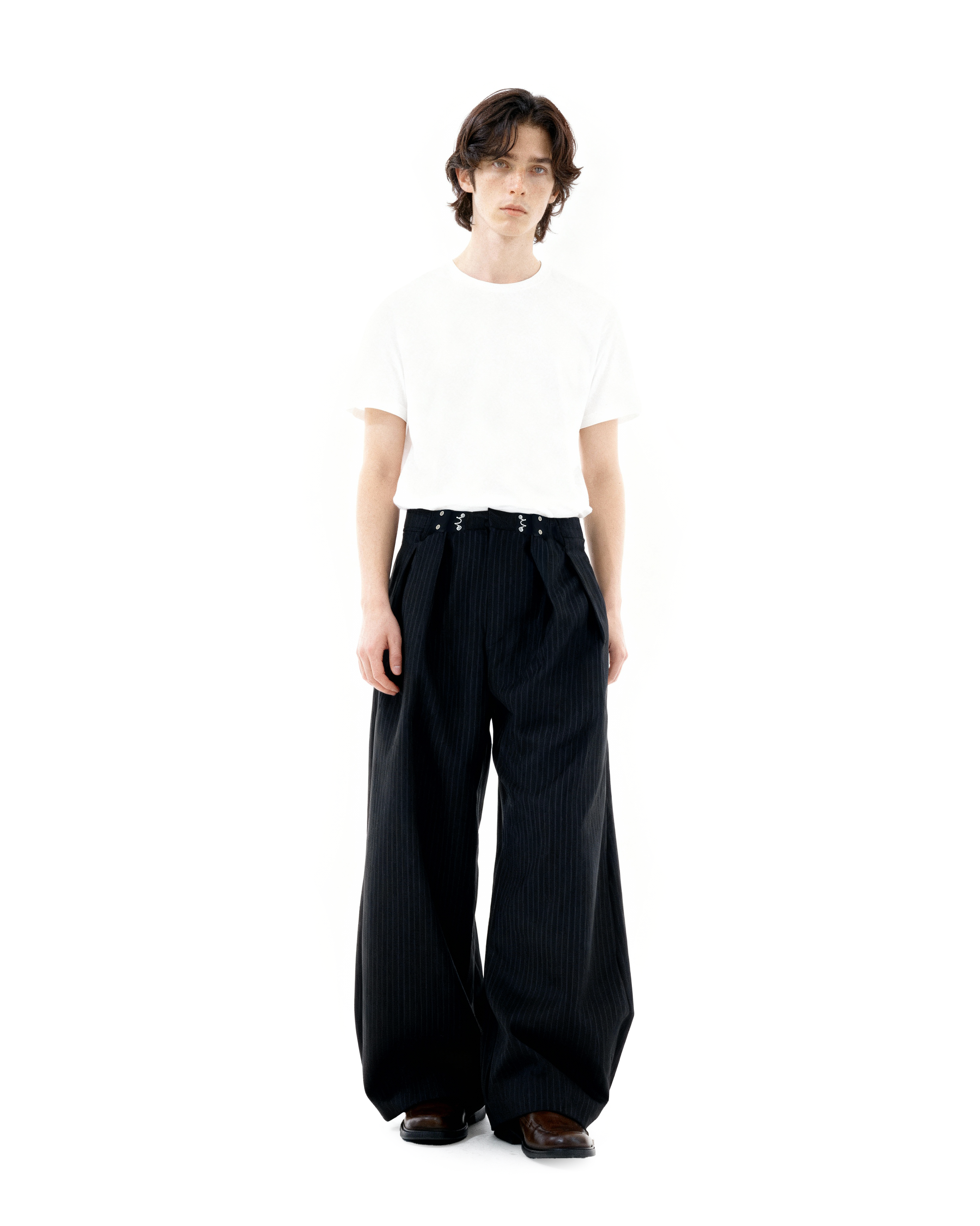 Adjustable Waist Hook Pleated Pants