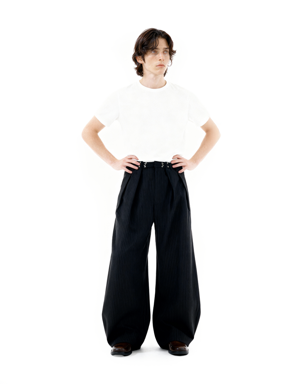 Adjustable Waist Hook Pleated Pants