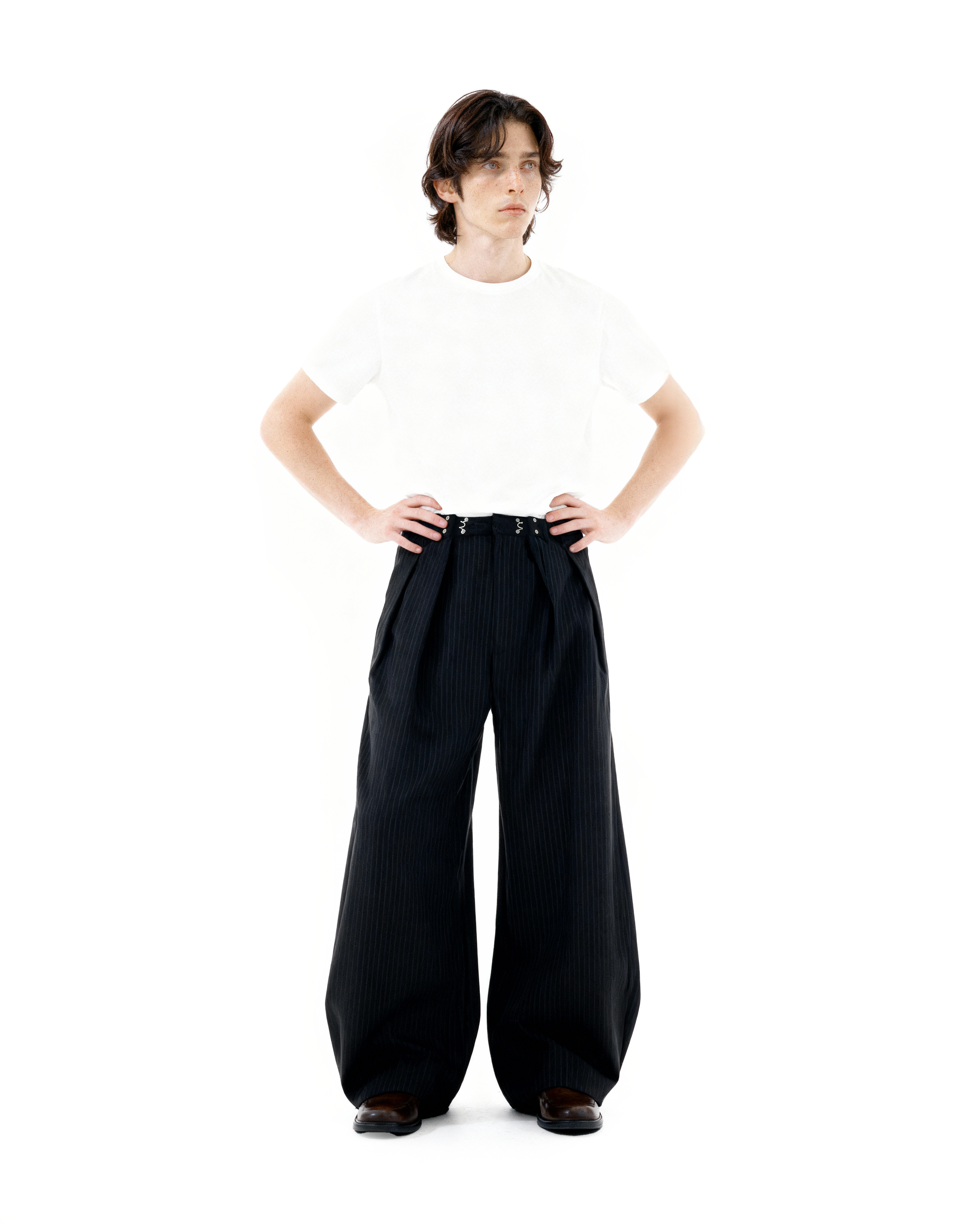 Adjustable Waist Hook Pleated Pants