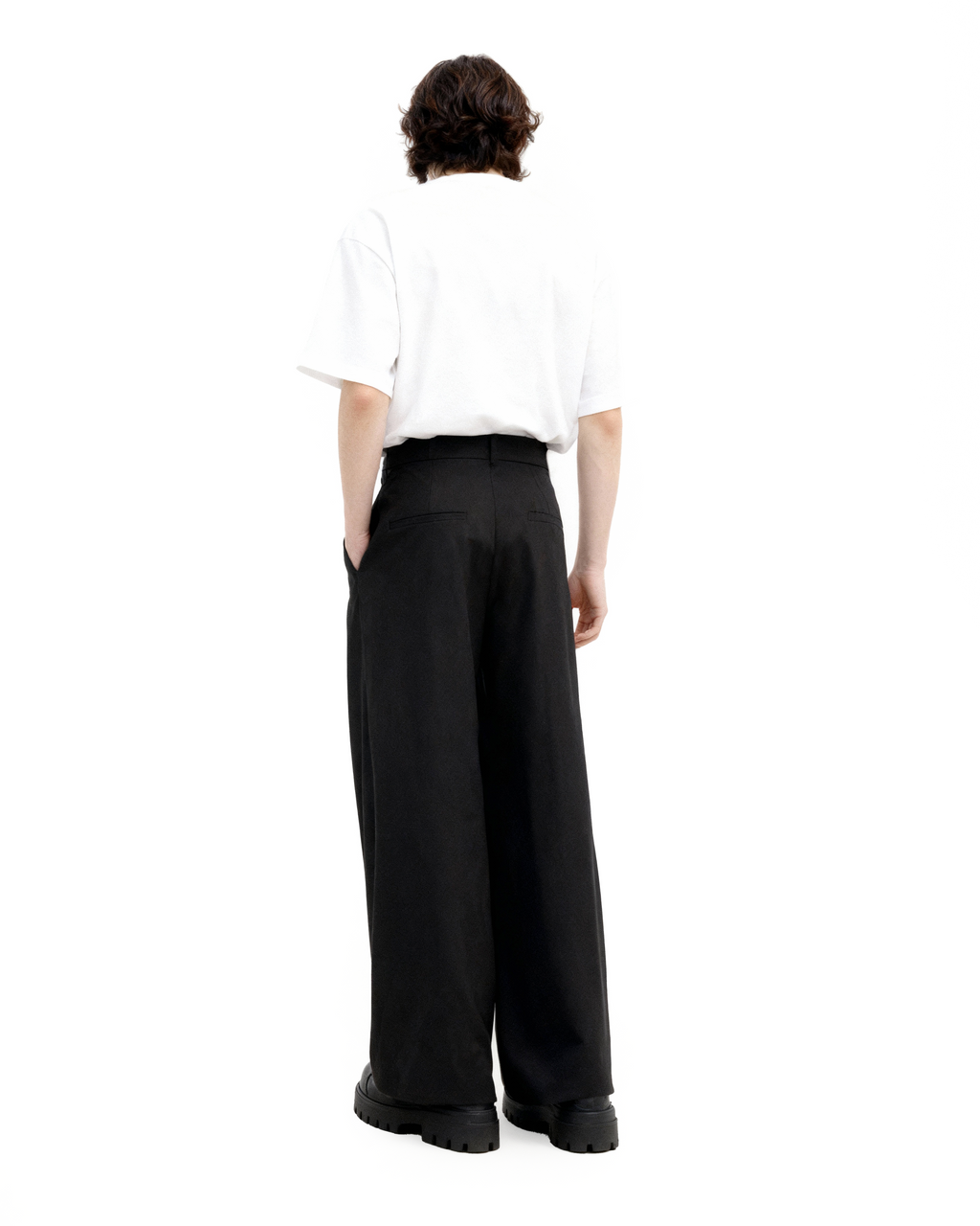 Wide Leg Pleated Palazzo Trousers with Belt Detail