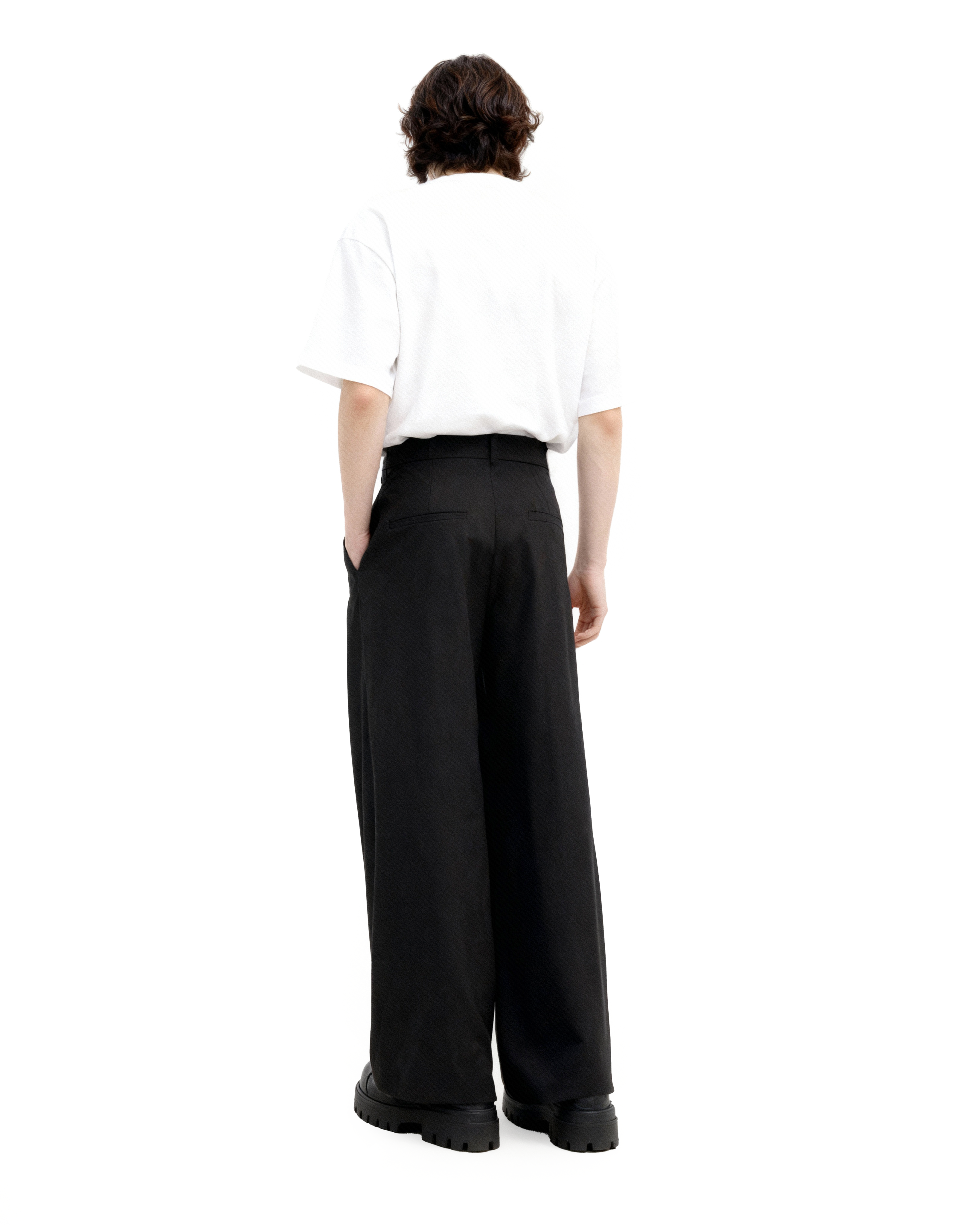 Wide Leg Pleated Palazzo Trousers with Belt Detail