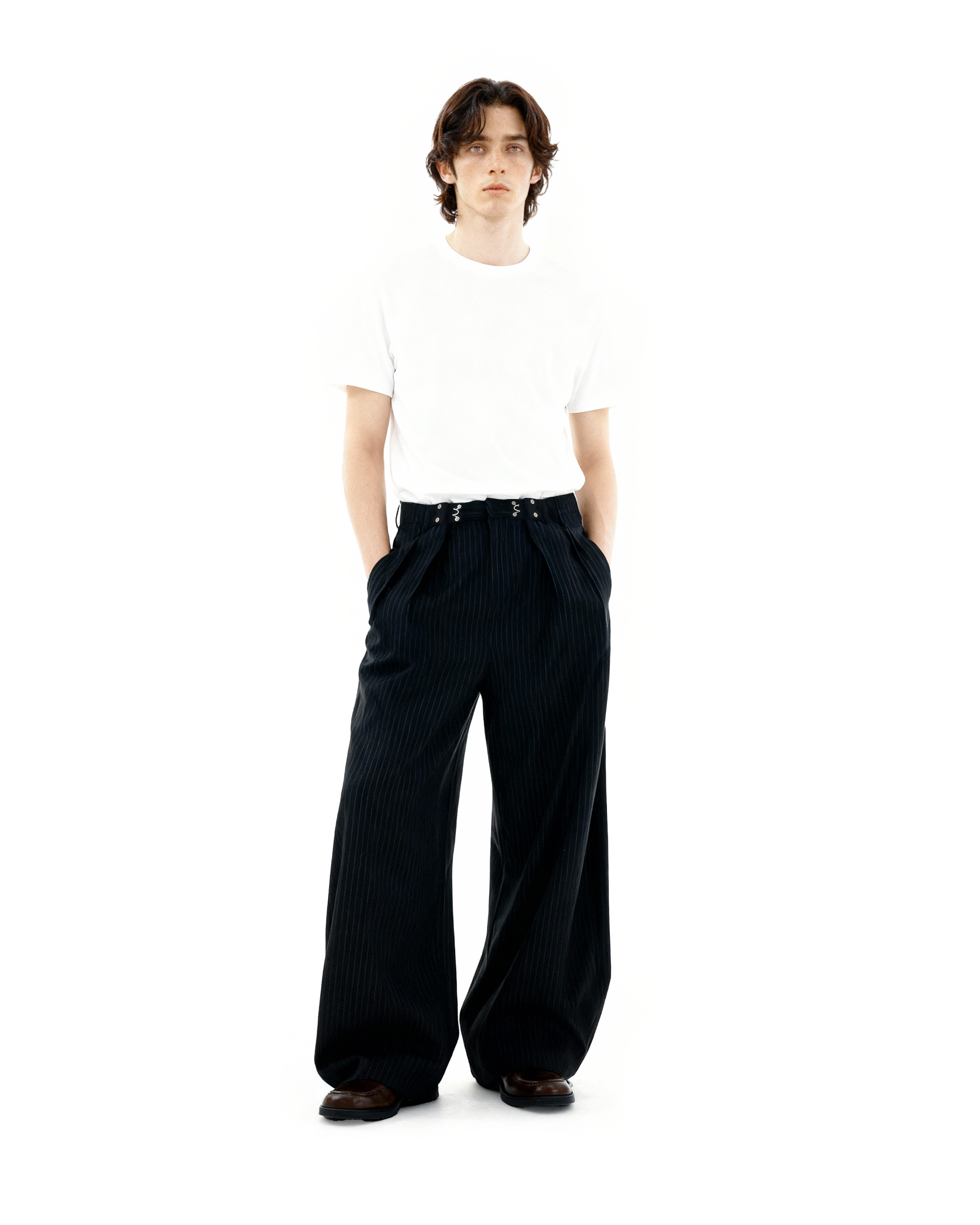Adjustable Waist Hook Pleated Pants