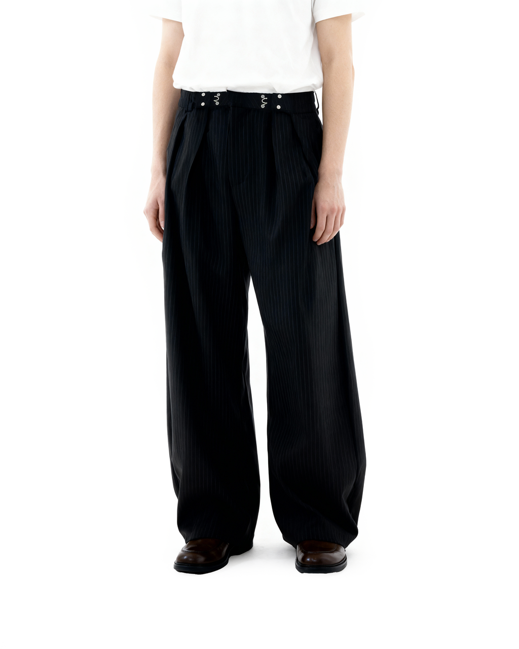 Adjustable Waist Hook Pleated Pants