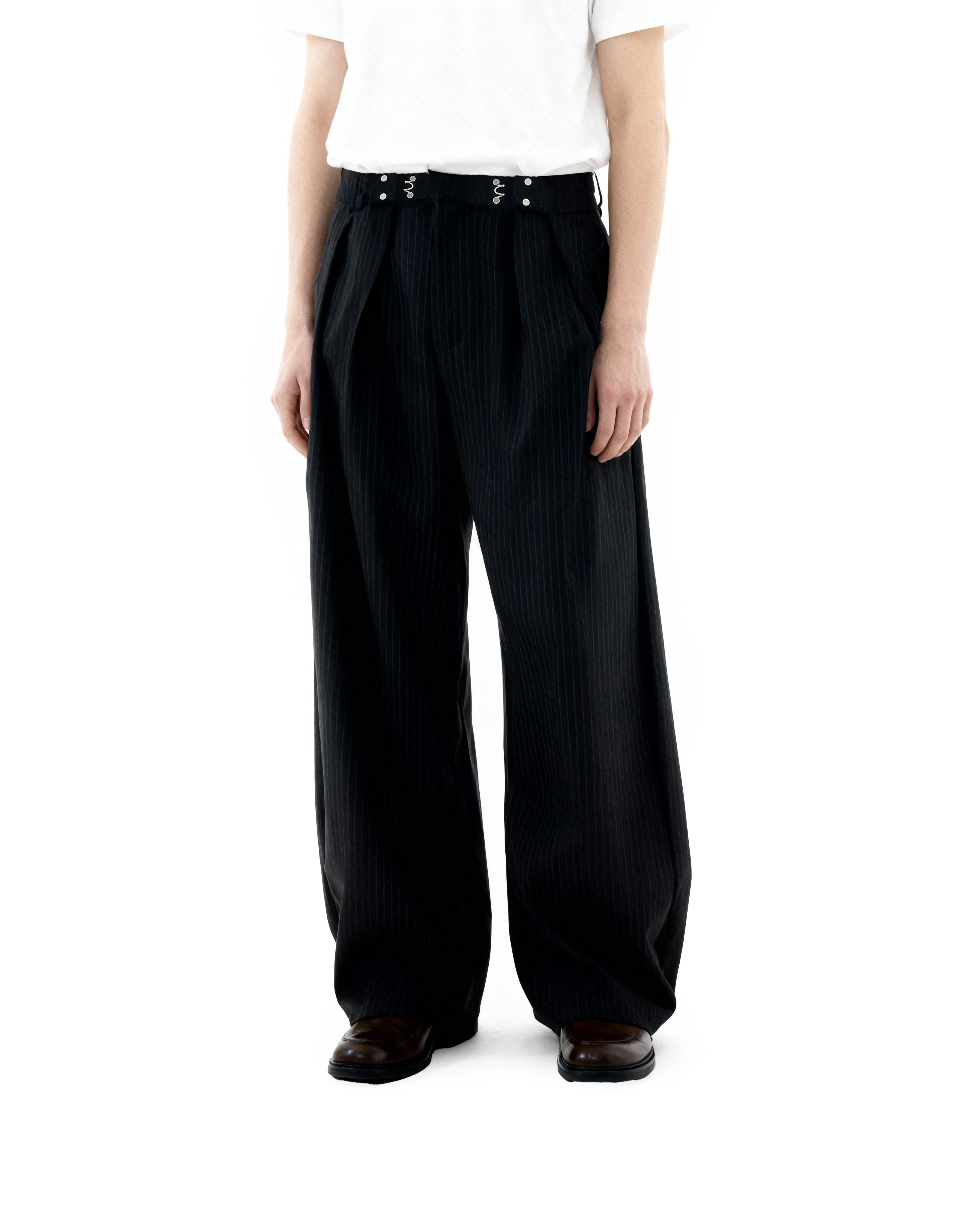 Adjustable Waist Hook Pleated Pants