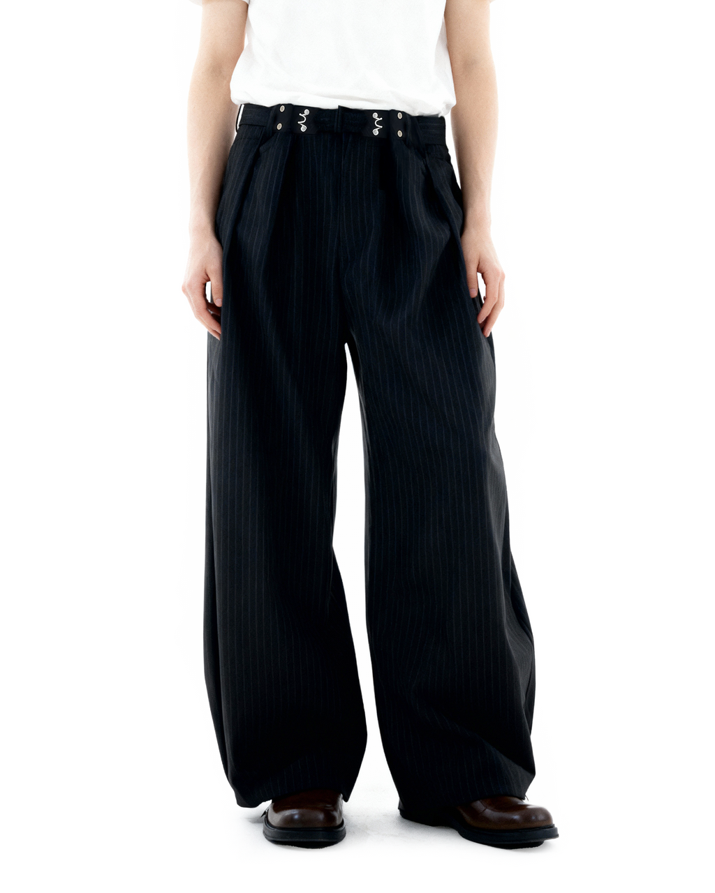 Adjustable Waist Hook Pleated Pants