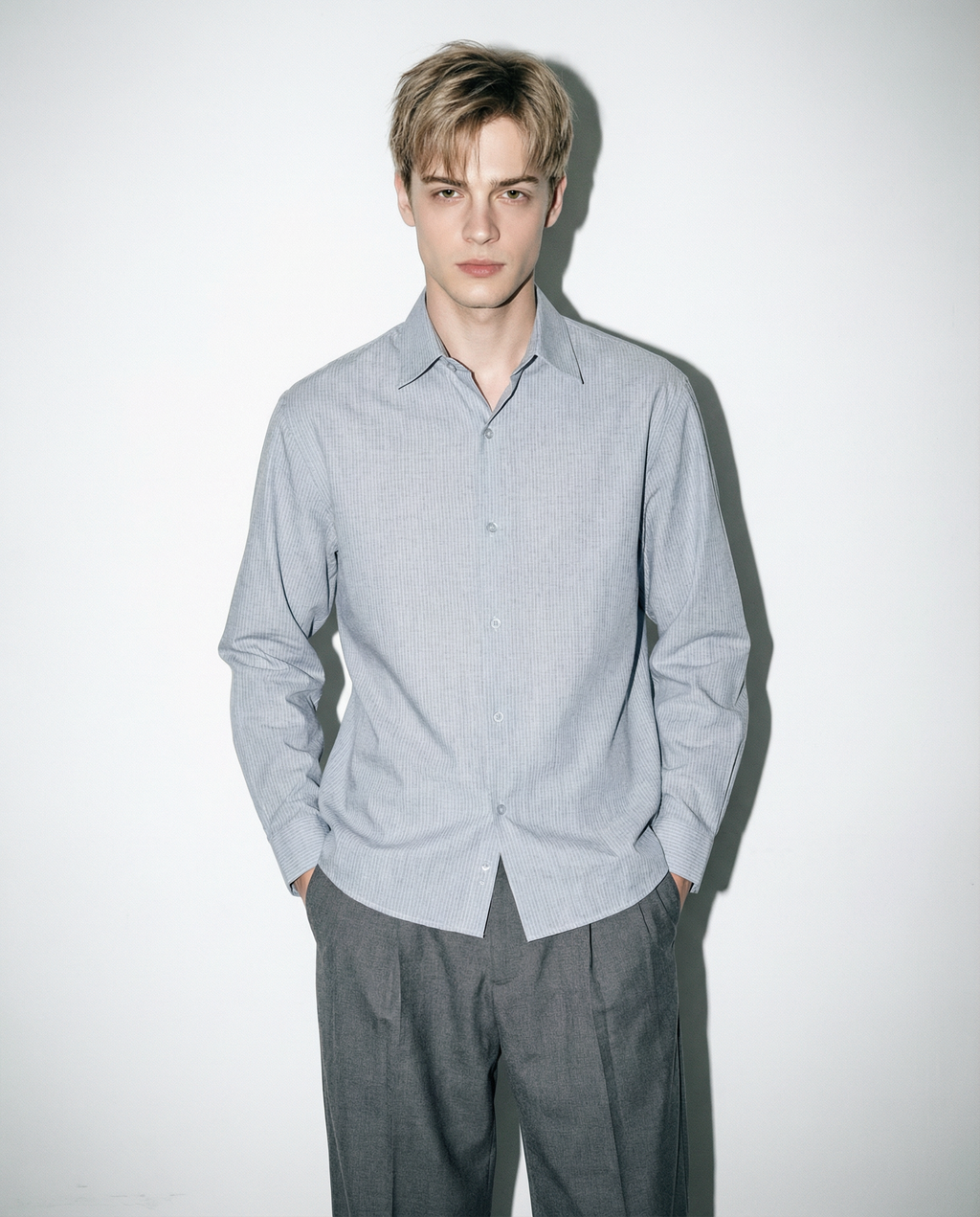 Subtle Pinstripe Long Sleeve Button Shirt