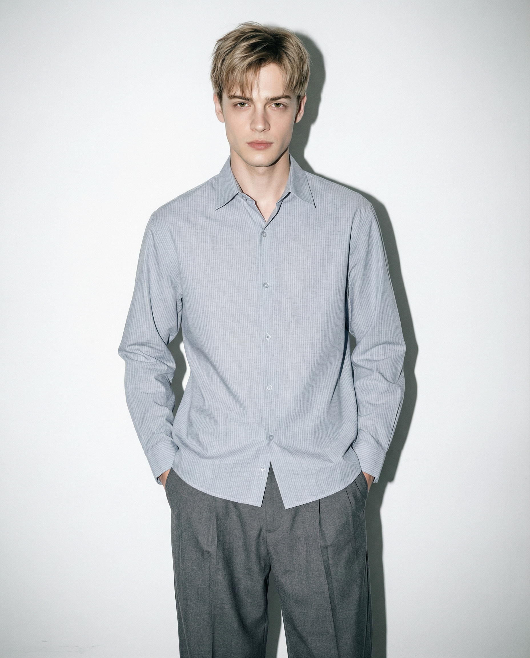 Subtle Pinstripe Long Sleeve Button Shirt
