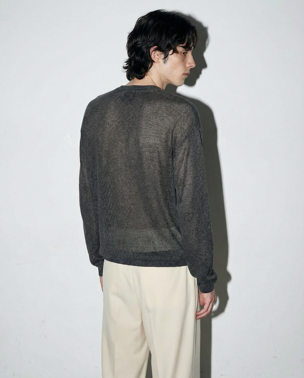 Mesh Knit Lightweight Henley Long Sleeve Shirt