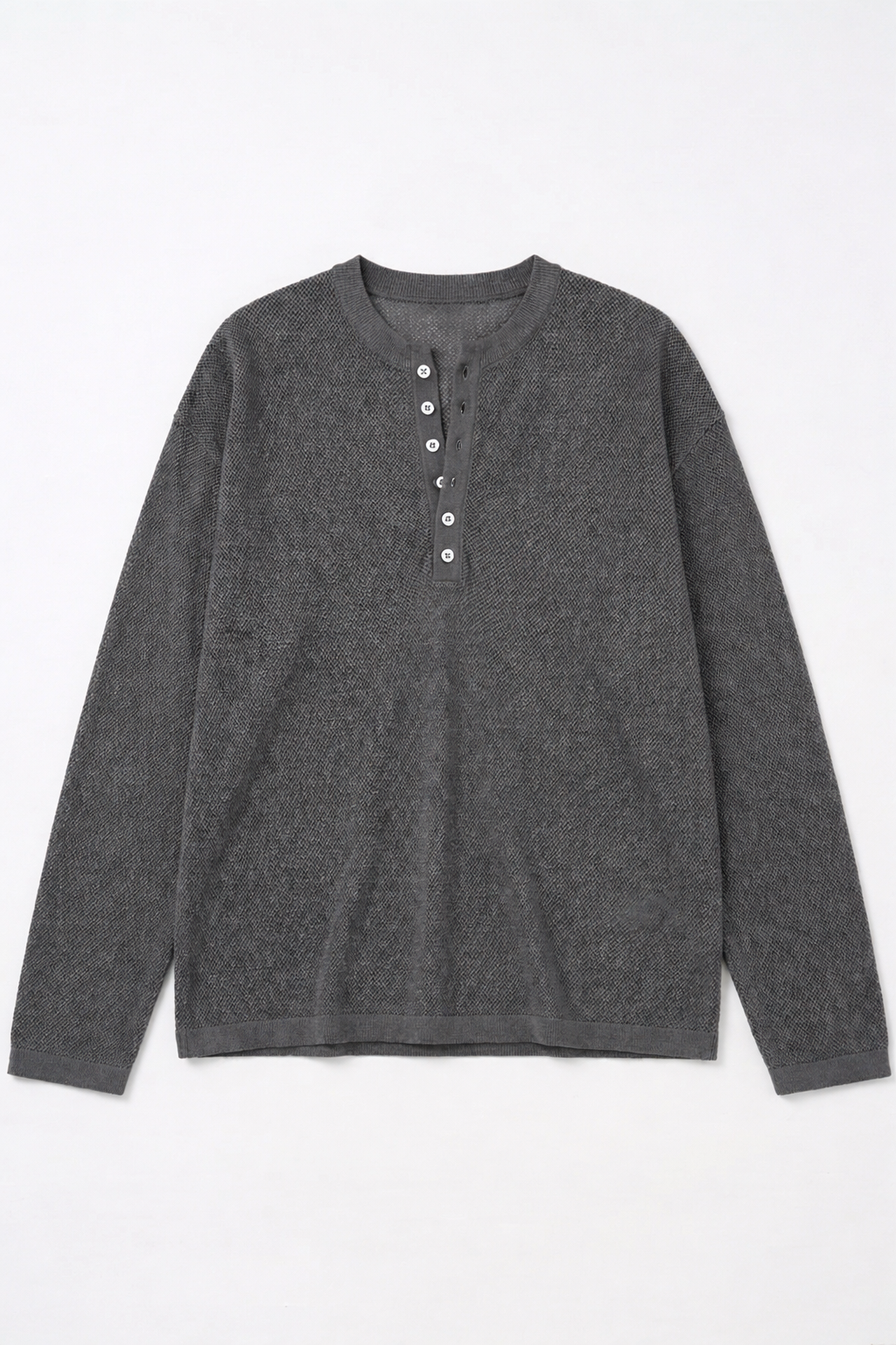 Mesh Knit Lightweight Henley Long Sleeve Shirt
