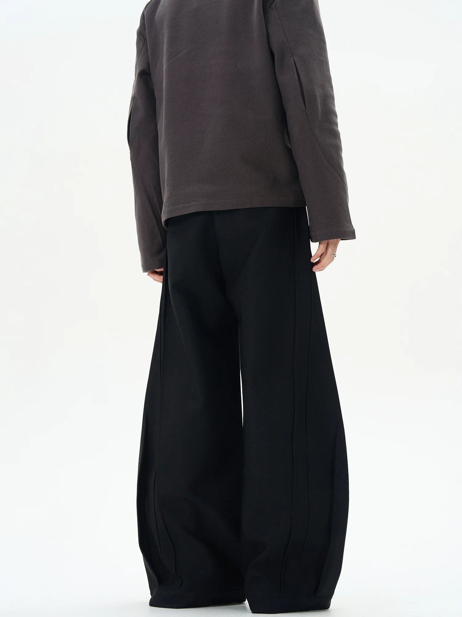 Subtle Pinstripe Barrel Leg Deep-Pleated Trousers