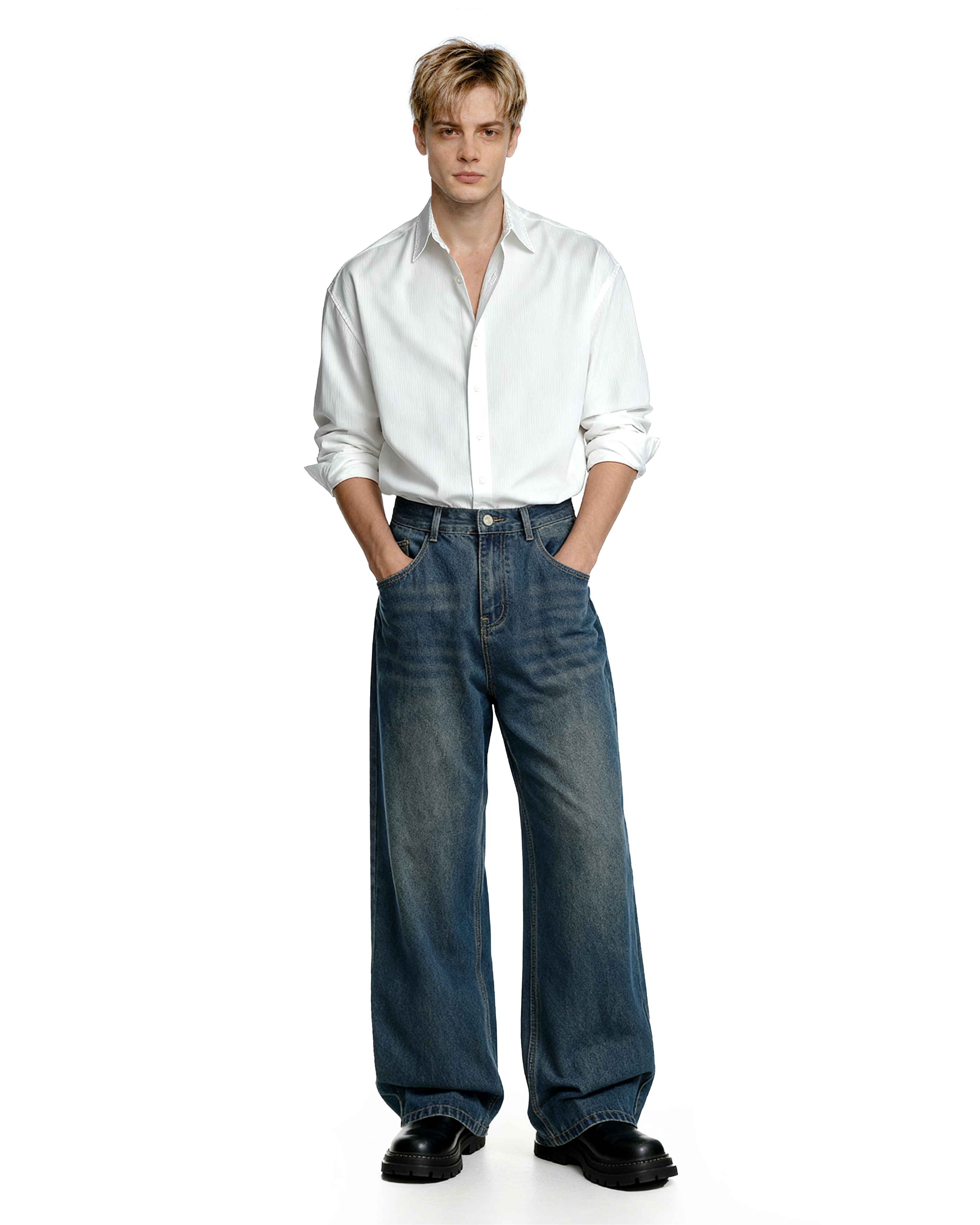 Wide Leg Vintage Faded Jeans
