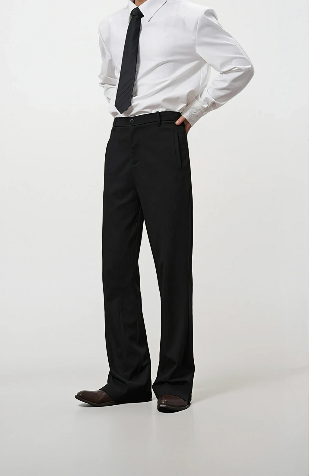 Tailored Straight Leg Semi-Flare Suit Trousers