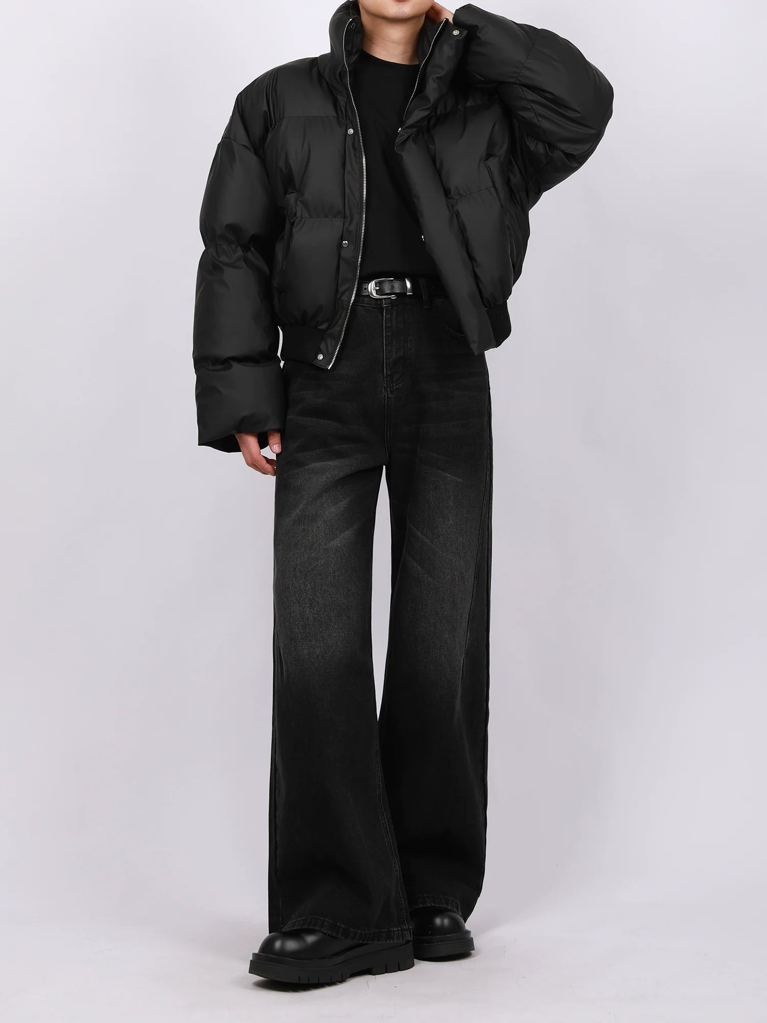 Vintage Washed Wide Leg Denim Pants