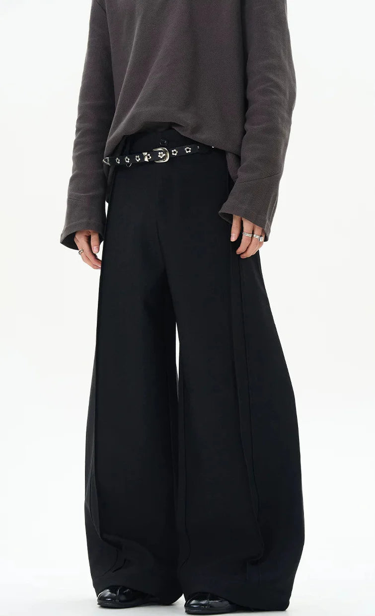 Subtle Pinstripe Barrel Leg Deep-Pleated Trousers