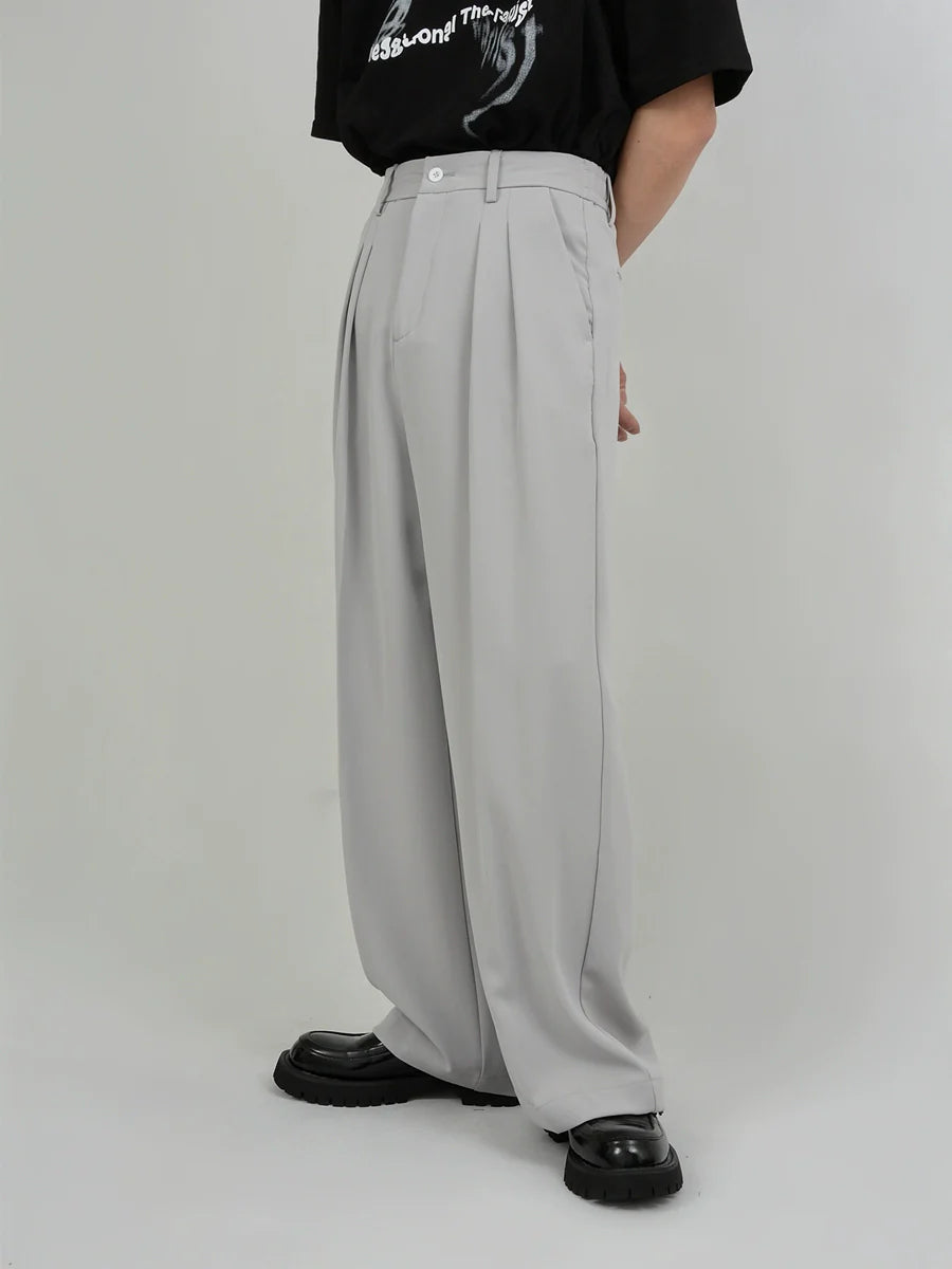 Wide Leg Tailored Pleated Trousers