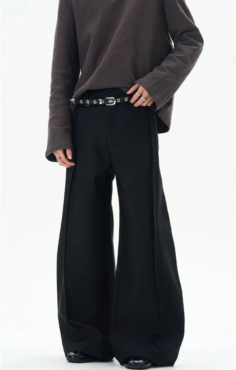 Subtle Pinstripe Barrel Leg Deep-Pleated Trousers