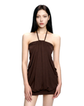 Ruched Drape Halter Neck Mini Dress