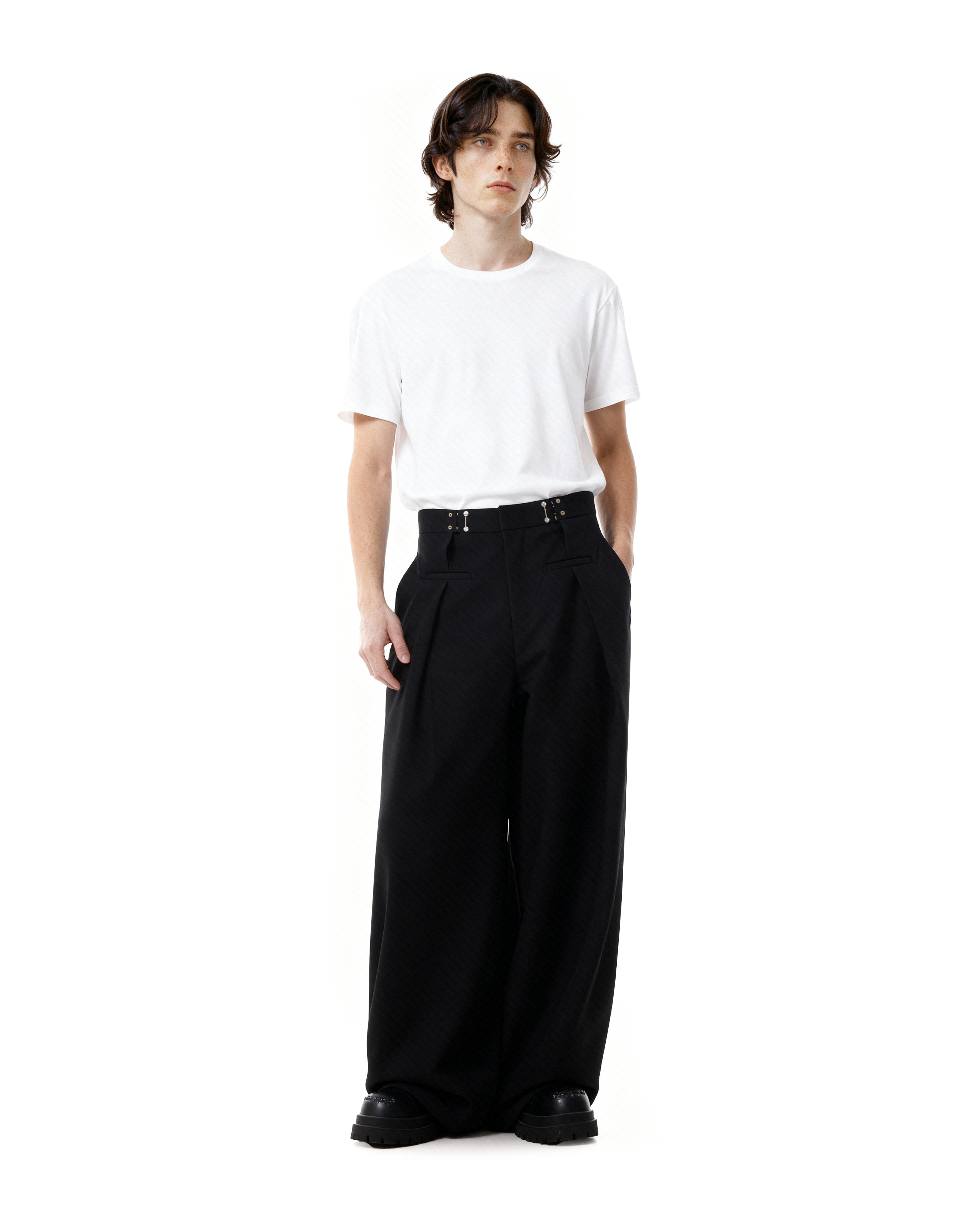 Adjustable Waist Hook Pleated Pants