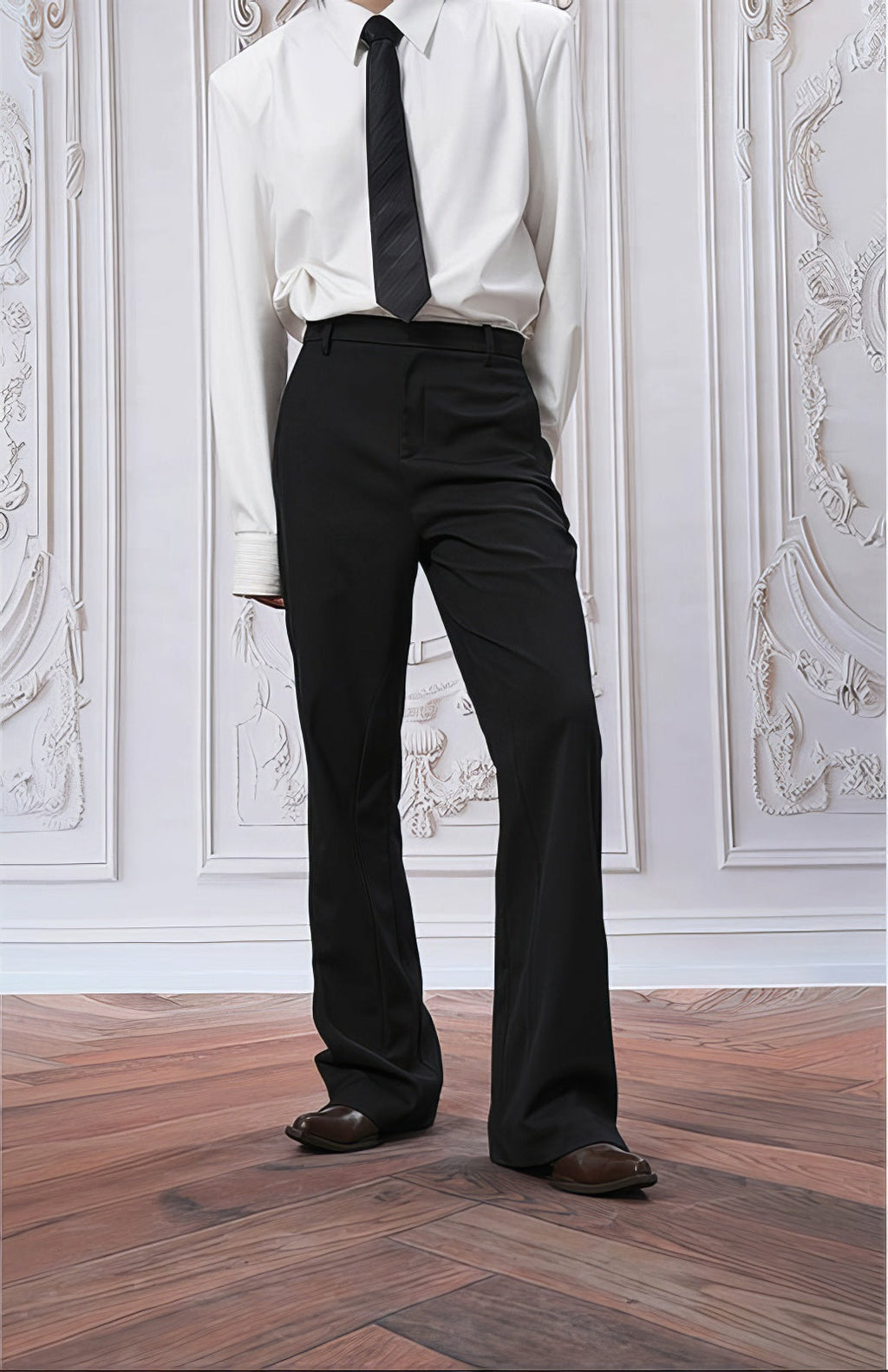 Tailored Straight Leg Semi-Flare Suit Trousers