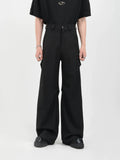 Wide Leg Belted Trousers with Pleated Detail