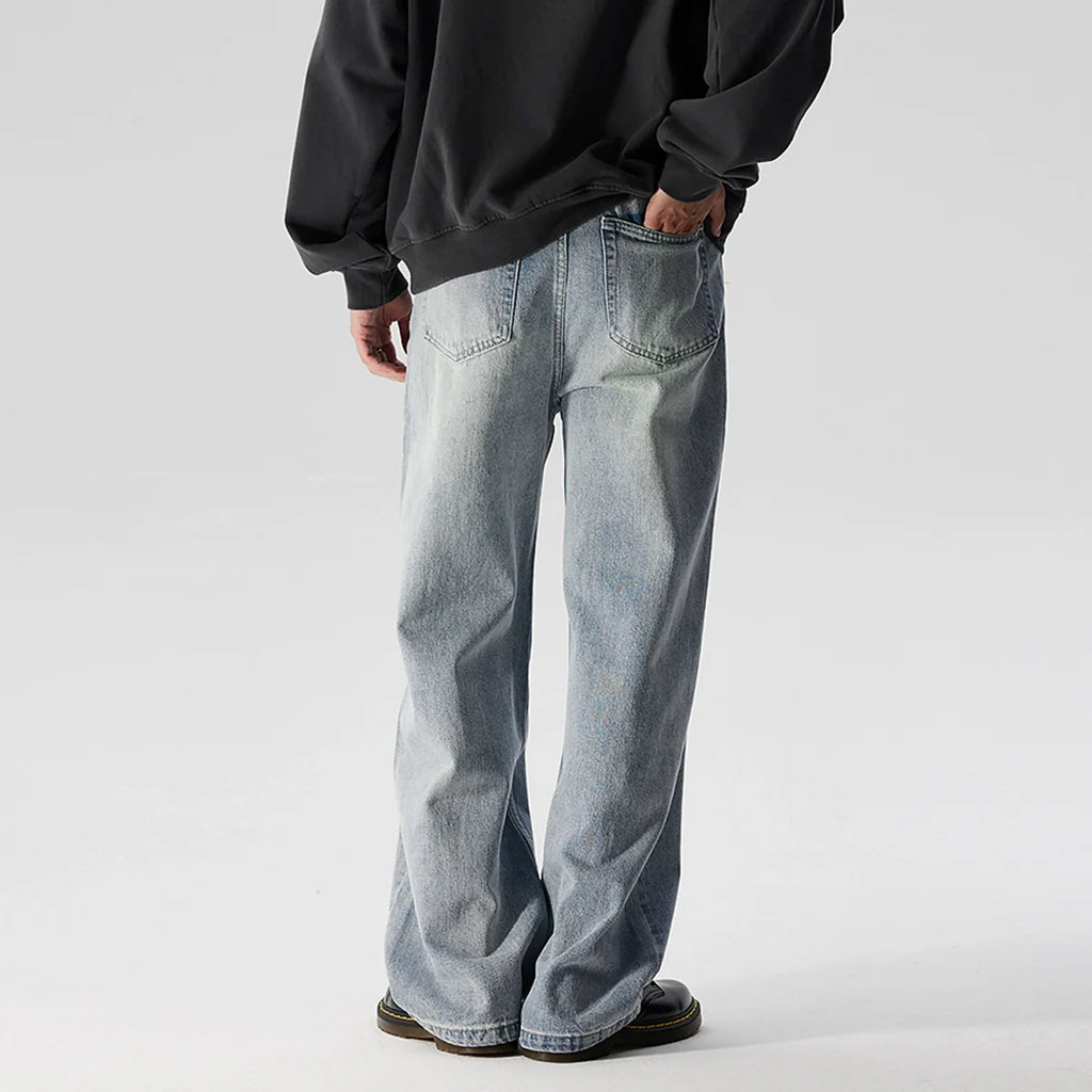 Faded Muted Wash Wide Leg Jeans