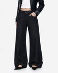 Wide Leg Low-Waisted Dark Wash Retro Jeans
