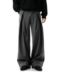 Overlap Pleated Pinstripe Wide-Leg Trousers