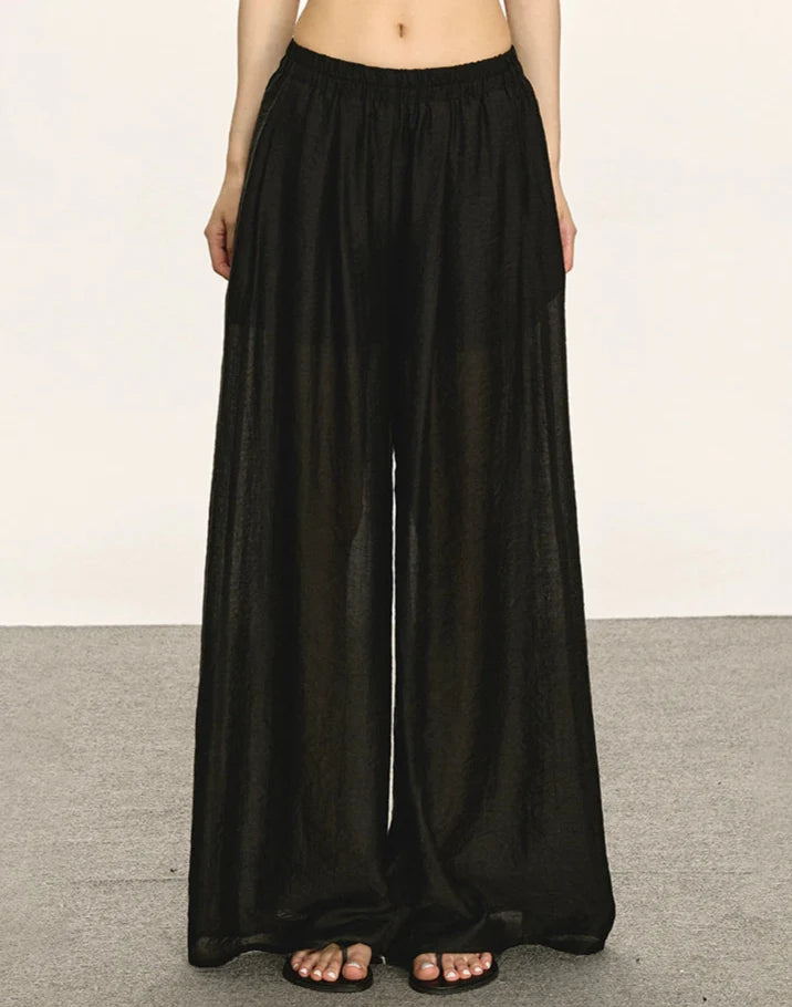 Sheer Lightweight Wide Leg Elastic Waist Pants