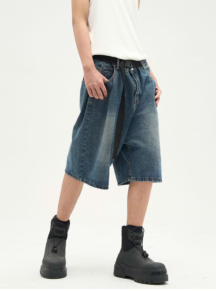 Faded Denim Shorts