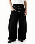 Fireman Buckle Crotch Wide Leg Jeans